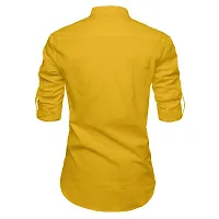 Reliable Yellow Cotton Solid Short Length Kurta For Men-thumb1