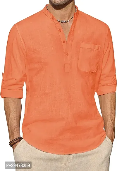 Reliable Cotton Blend Solid Short Length Kurta For Men-thumb0