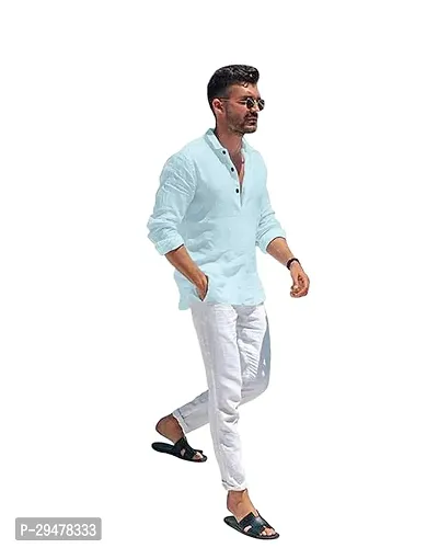 Reliable Cotton Blend Solid Short Length Kurta For Men-thumb2