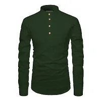 Reliable Green Cotton Solid Short Length Kurta For Men-thumb2