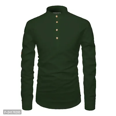 Reliable Green Cotton Solid Short Length Kurta For Men-thumb3