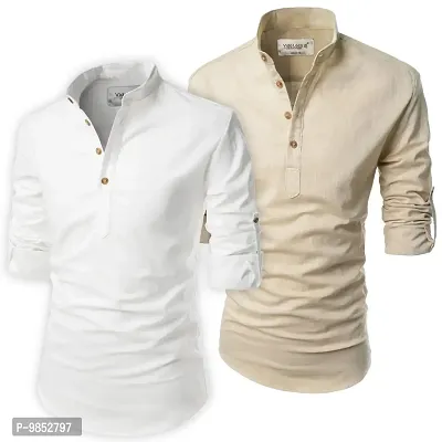 Stylish Cotton Men Short Kurta(Pack of 2)-thumb0