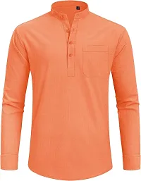 Reliable Cotton Blend Solid Short Length Kurta For Men-thumb3