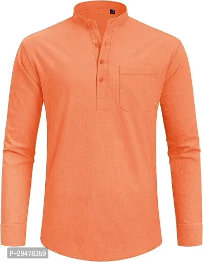 Reliable Cotton Blend Solid Short Length Kurta For Men-thumb4