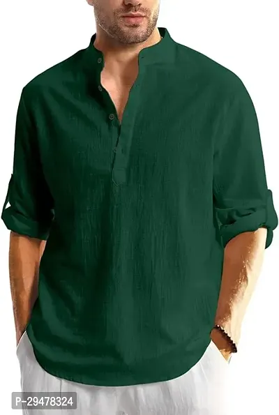 Reliable Cotton Blend Solid Short Length Kurta For Men-thumb0