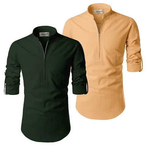 Stylish Cotton Men Short Kurta (Pack of 2)