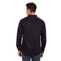 Men's Black Cotton Solid Long Sleeves Slim Fit Casual Shirt-thumb1