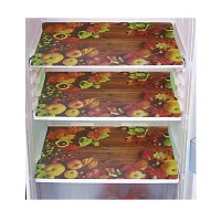 FRC DECOR Yellow Apple Printed Refrigerator Cover 6 Piece Combo - 1 Decorative Top Cover(39 X 21 Inches) +1 Handle Covers(12 X 6 Inches) + 4 Fridge Mats(11.5 X 17.5 Inches) - Standard Size-thumb2