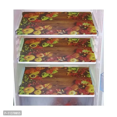 FRC DECOR Yellow Apple Printed Refrigerator Cover 6 Piece Combo - 1 Decorative Top Cover(39 X 21 Inches) +1 Handle Covers(12 X 6 Inches) + 4 Fridge Mats(11.5 X 17.5 Inches) - Standard Size-thumb3