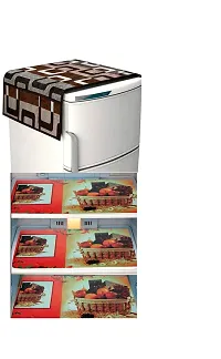 FRC D?cor Fridge Cover | Multi Square Designs | Brown Box 3 Basket 2H-thumb1