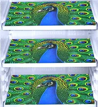 FRC DECOR Full Peacock Printed Refrigerator Cover 6 Piece Combo - 1 Decorative Top Cover(39 X 21 Inches) +1 Handle Covers(12 X 6 Inches) + 4 Fridge Mats(11.5 X 17.5 Inches) - Standard Size-thumb1