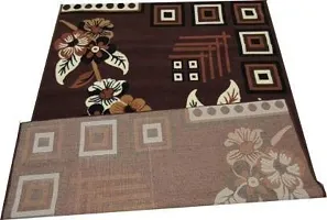 Mee Pra Polyproplyene Anti Skid Runner Carpet Rug, 50 * 150cms (Brown Flower Design)-thumb2