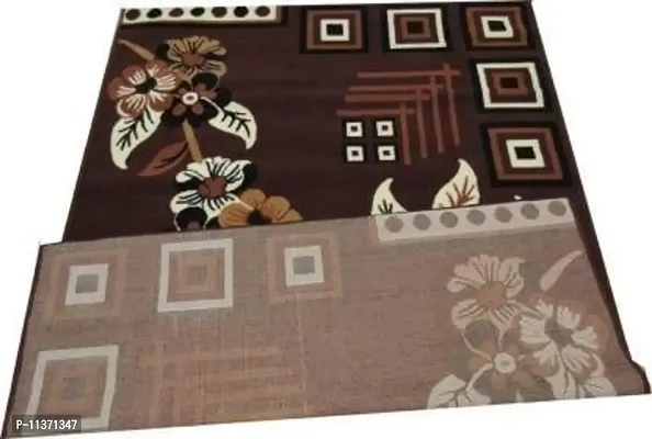 Mee Pra Polyproplyene Anti Skid Runner Carpet Rug, 50 * 150cms (Brown Flower Design)-thumb3
