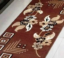 Mee Pra Polyproplyene Anti Skid Runner Carpet Rug, 50 * 150cms (Brown Flower Design)-thumb1