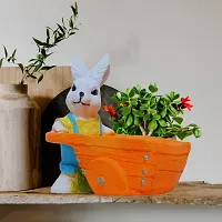 ANTIQ WORLD Rabbit Pulling Trolley Handicraft Container Succulent Pots Flower Plants Living Room Planter Pottery Lucky Indoor-Outdoor Table Home  Office Decoration Gardening Gifts-thumb3