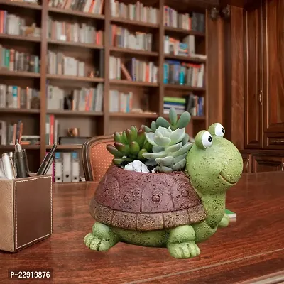 ANTIQ WORLD Green Turtle Planter Turtle Plant Pot Flowerpot Animal Garden Pots Resin Succulent Pots Planter For Home  Office Desk-thumb3