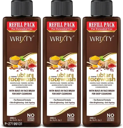 Wrixty Refill Pack Ubtan Face Wash, 600ml, Pack Of 3