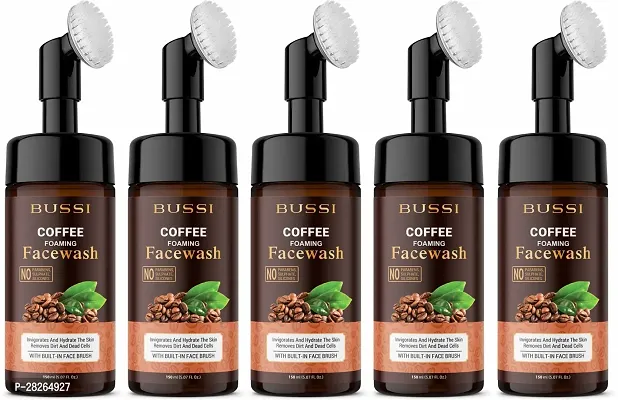 Premium Coffee Brightening Foaming With Silicon Face Massage Brush, Blackhead Removal, Deep Cleansing and De-Tanning Coffee Face Wash Pack Of 5