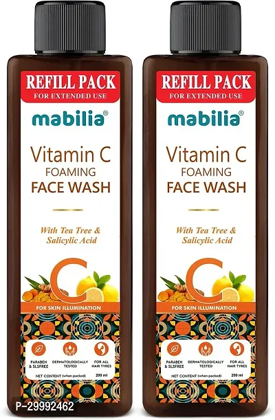 Vitamin C Foaming With Refill Pack For Spot Removal, Blackhead Remover Face Wash Pack Of 2