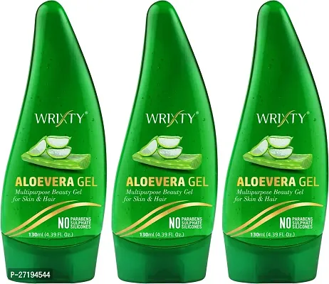 Wrixty Aloevera Beauty Gel For Skin And Hair- 130 ml Each, Pack Of 3-thumb0