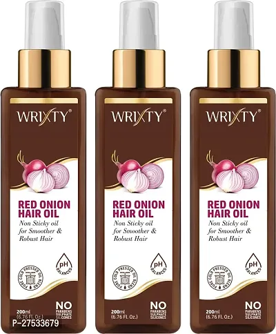 Red Onion Hair Oil For Hair Regrowth And Hair Fall Control -200 Ml Each, Pack Of 3-thumb0