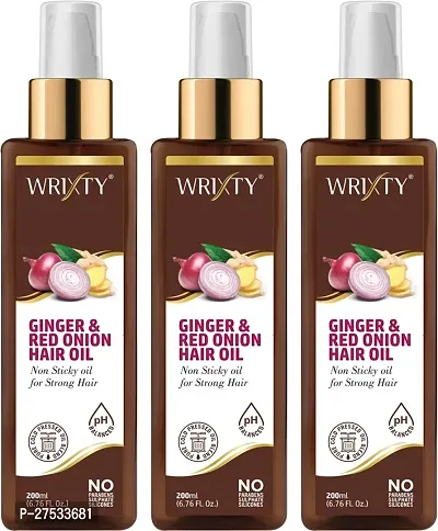 Ginger And Red Onion Hair Oil For Strong Hair-200 Ml Each, Pack Of 3