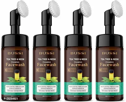 Premium Tea Tree and Neem Foaming With Built-In Deep Cleansing Brush Face Wash Pack Of 4