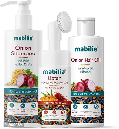 Hair Care Kit (Onion Shampoo + Ubtan Face Wash + Onion Oil) Pack Of 3