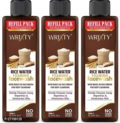 Wrixty Refill Pack Rice Face Wash, 600ml, Pack Of 3