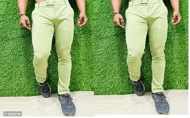 Lycra Men's Trouser Pistal Green Color (pack of 2)