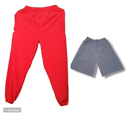 New Men's Red Track Pant With Dark Grey Color Shorts