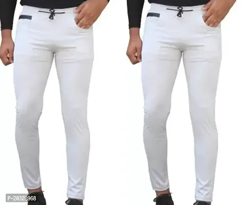 Lycra Men's Trouser Light Grey Color (pack of 2)-thumb0