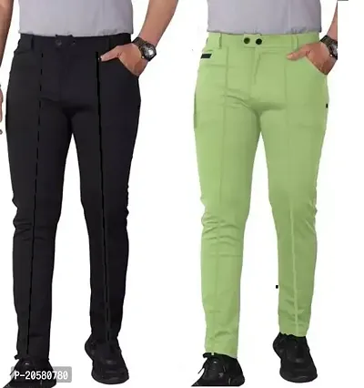 Men's New Trouser Black With Pastal Green Color