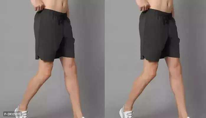 Lycra Men's Shorts Dark Grey Color (pack of 2)-thumb0