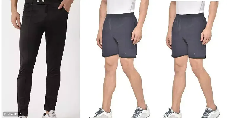 Men's Track Pant Black  Dark Grey Shorts (-2)-thumb0