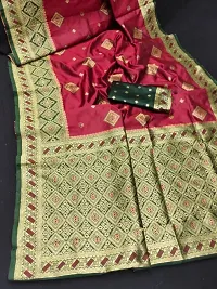 Classic Silk Blend Printed Saree with Blouse piece-thumb2