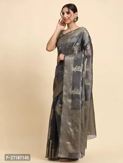 Classic Organza Saree with Blouse piece for Women-thumb4