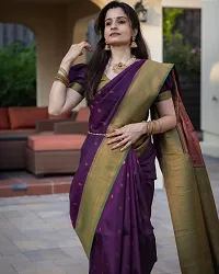 Classic  Silk Blend Saree with Blouse piece for Women-thumb2