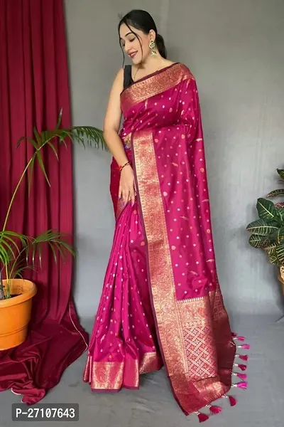 Classic  Silk Blend Saree with Blouse piece for Women-thumb0