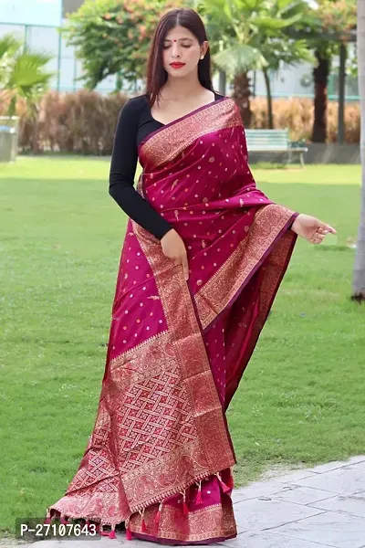 Classic  Silk Blend Saree with Blouse piece for Women-thumb3