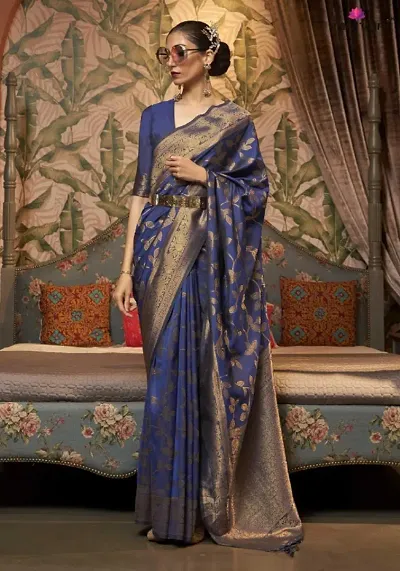 Trending Silk Blend Saree without Blouse piece 