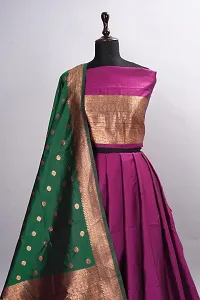Kanjiveram Silk Zari Lehanga With Blouse Along With Banarashi Silk Duppta-thumb1