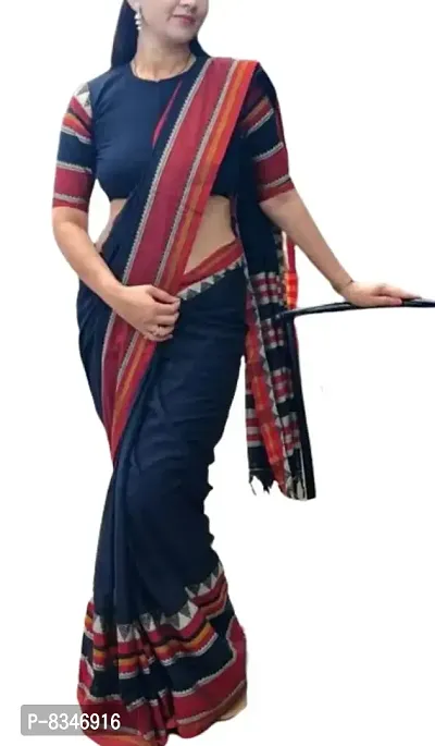 Classic Cotton Solid Saree with Blouse piece-thumb0