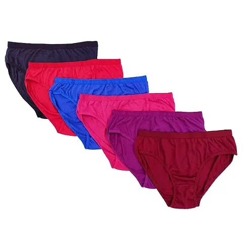 Akakee Iinnerwear Plain Cotton Panties Combo Set Briefs Underwear for Women's ( Pack of 6 Panty ) ( Colors May Vary )