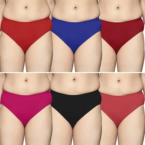 Buy Lenzey Women's Cotton Mid Waist Comfort Panty Briefs/Hipster Innerwear  Soft Stretchable 's Girls Rupa Combo Set ? Pack of 6Briefs (XXXL)  Multicolour Online In India At Discounted Prices