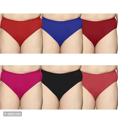 Classic Cotton Solid Briefs for Women, Pack of 6