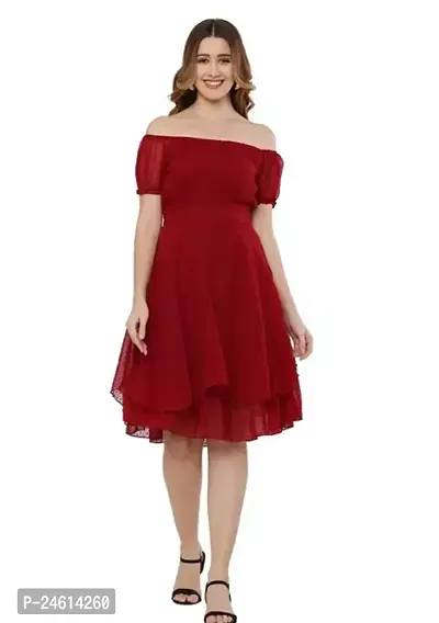 Stylish Poly Crepe Printed Dress For Women-thumb0