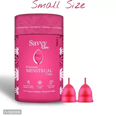 Savvy Cure Reusable Menstrual Cup for Women Small Size Combo of 2 Ultra Soft Odour and Rash Free No Leakage Protection for Up to 10 12 Hours FDA Approved