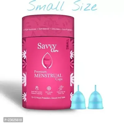 Savvy Cure Reusable Menstrual Cup for Women Small Size Combo of 2 Ultra Soft Odour and Rash Free No Leakage Protection for Up to 10 12 Hours FDA Approved