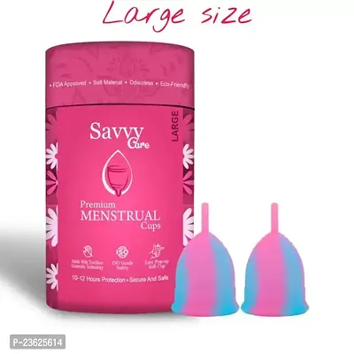 Savvy Cure Reusable Menstrual Cup for Women Medium Size Combo of 2 Ultra Soft Odour and Rash Free No Leakage Protection for Up to 10 12 Hours FDA Approved